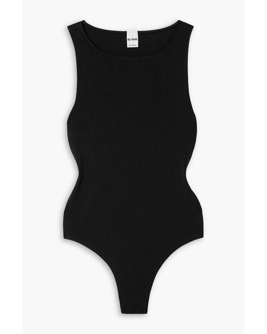 Re/done Black Cotton-Blend Jersey Bodysuit