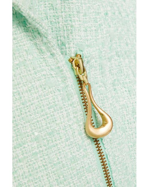Aje. Green Aurore Metallic Bouclé-tweed Coat