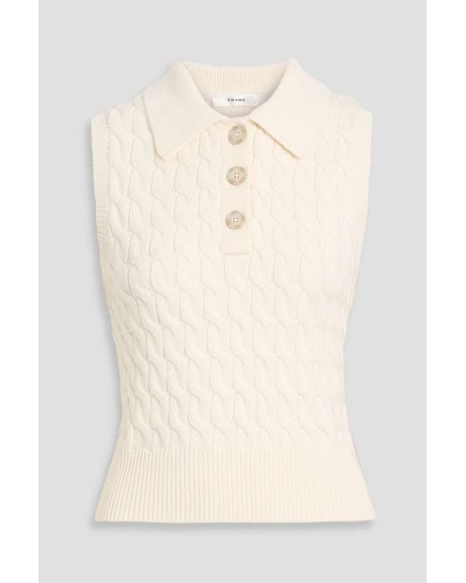 FRAME Natural Cable-Knit Wool Vest