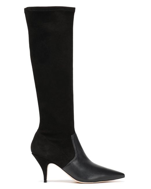 Tory Burch Black Georgina 80mm Stretch-suede And Leather-paneled Knee Boots