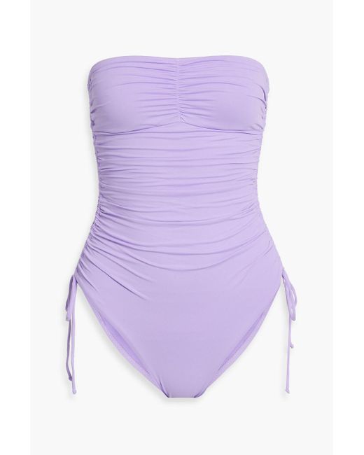 Melissa Odabash Purple Sydney Strapless Ruched Swimsuit