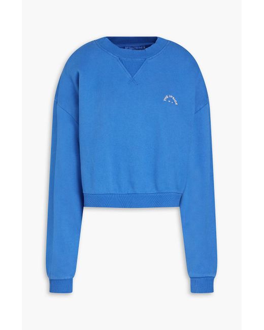 The Upside Blue Dominique Cropped Embroidered Cotton-fleece Sweatshirt