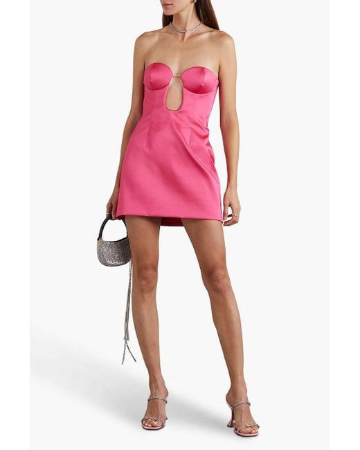 Magda Butrym Pink Strapless Satin-twill Mini Dress