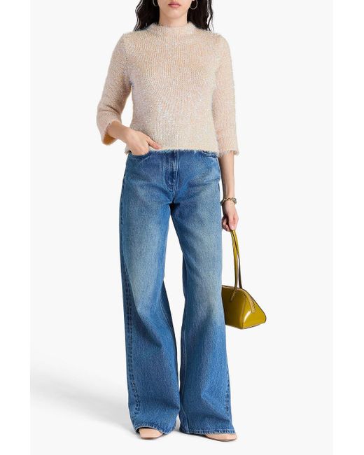 Tory Burch White Strickpullover mit metallic-effekt