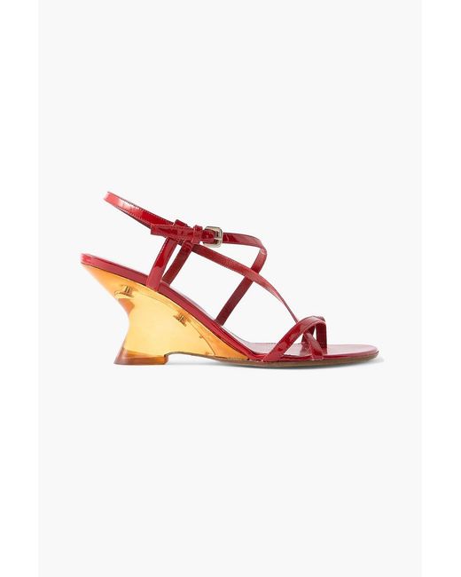 Dries Van Noten Pink Patent-Leather Wedge Sandals