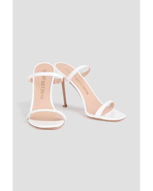 Stuart Weitzman White Aleena 100 Patent-leather Sandals