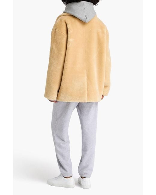 Sandro Natural Double-Breasted Plush Jacket