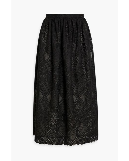 Iris & Ink Black Matilda Guipure Lace Midi Skirt