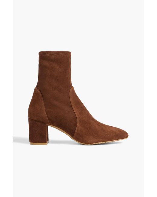 Stuart Weitzman Brown Yuliana 60 Stretch-Suede Ankle Boots