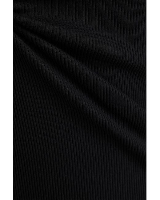 Rag & Bone Black Ribbed Stretch-Pima Cotton-Jersey Top