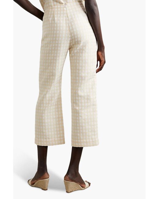 Lisa Marie Fernandez Natural Cropped hose mit geradem bein aus bouclé-jacquard aus einer baumwollmischung mit karomuster