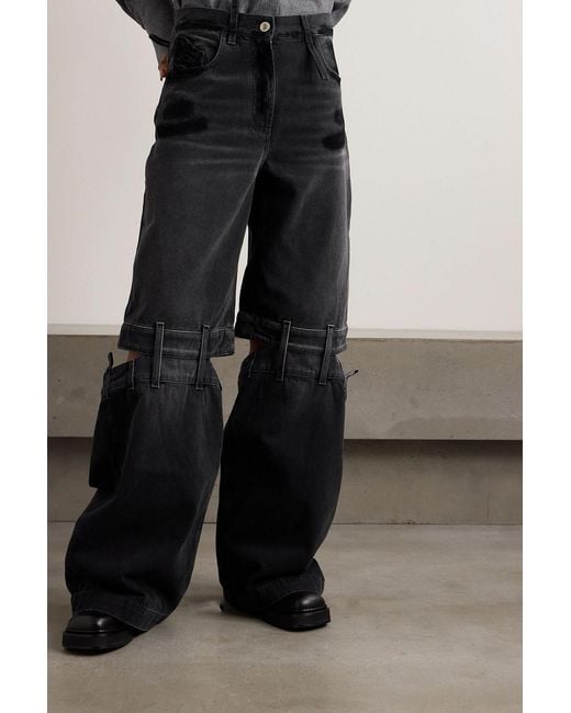 The Attico Black Cutout High-rise Wide-leg Jeans