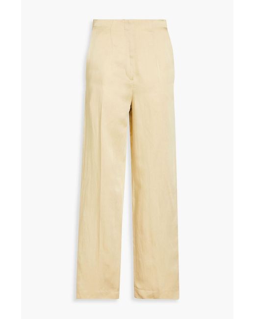 Sandro Natural Pleated Satin Wide-leg Pants