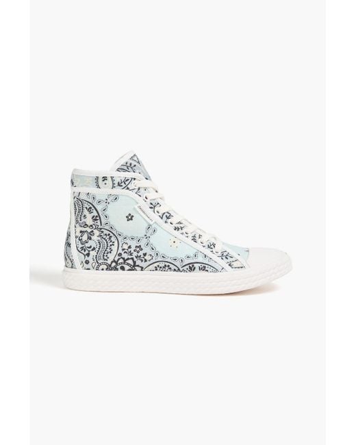 Zimmermann Blue Paisley-print Linen-canvas High-top Sneakers