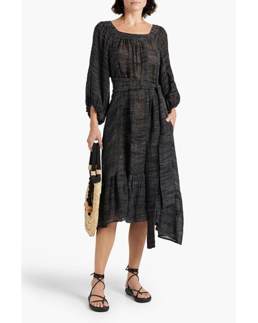 Lisa Marie Fernandez Black Laure Linen-blend Gauze Midi Dress