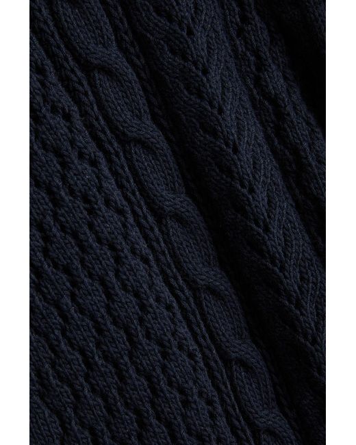 Thom Browne Blue Cardigan aus baumwolle in zopf- und pointelle-strick