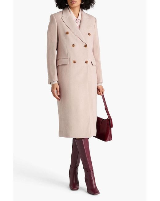 Maje Natural Double-Breasted Wool-Blend Flannel Coat