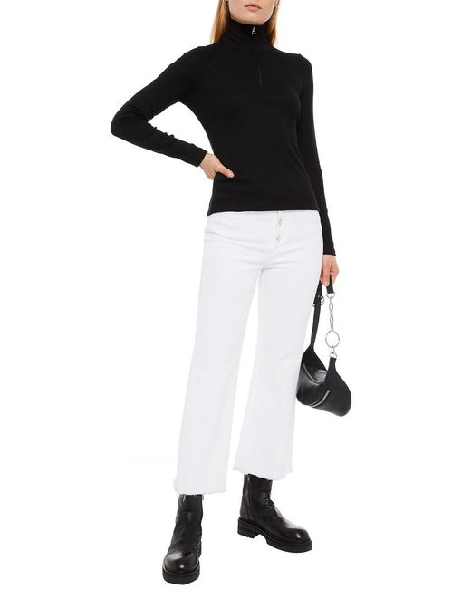 Rag & Bone Black Ribbed Jersey Turtleneck Top