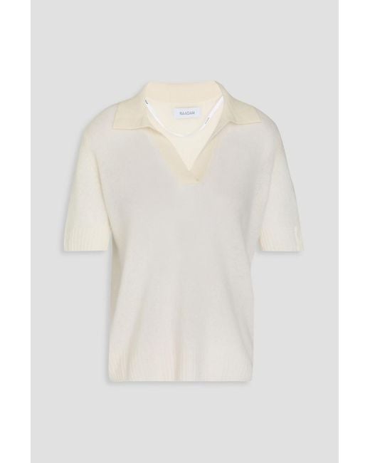 NAADAM White Kaschmirpullover mit polokragen