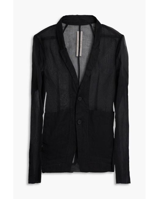 Rick Owens Black Lido Cotton-Organza Blazer