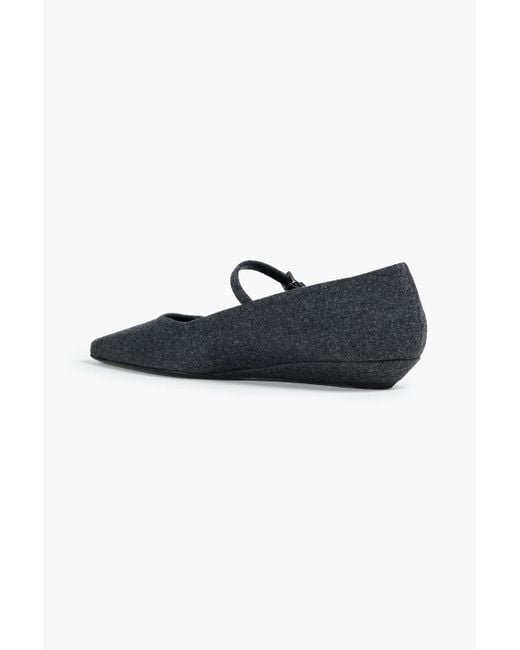 Loulou de Saison Black Regane Flannel Mary Jane Flats