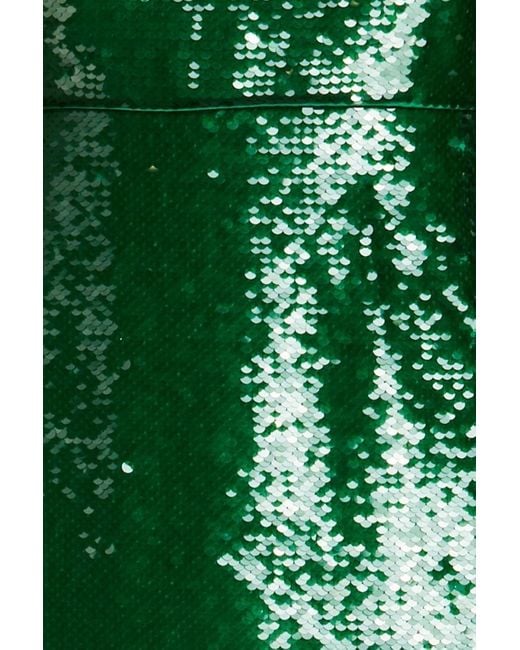 Ganni Green Minikleid aus crêpe mit pailletten und satinbesatz