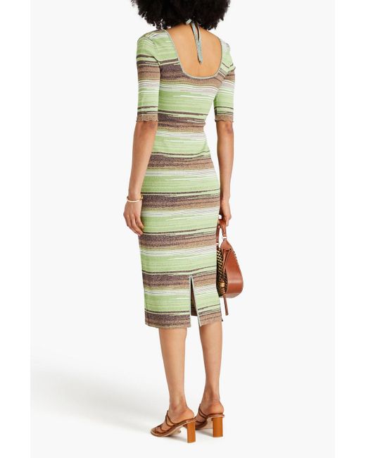 Veronica Beard Green Kante Space-dyed Knitted Midi Dress