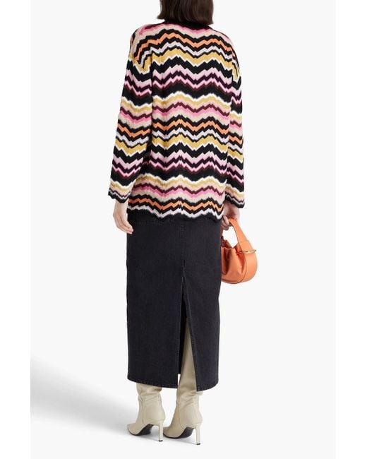 Missoni Black Brushed Crochet-Knit Cardigan