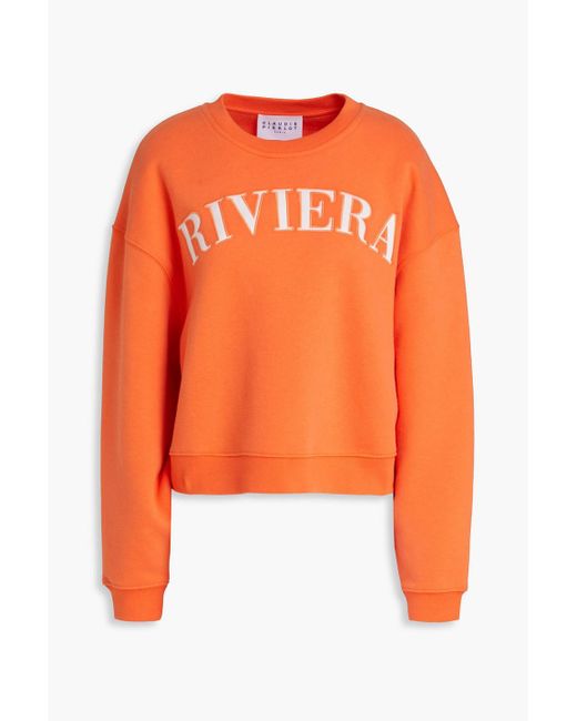 Claudie Pierlot Orange Riviera Embroidered Cotton-blend Fleece Sweatshirt