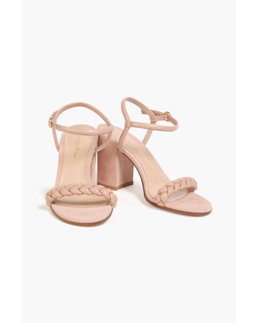 Gianvito Rossi Pink Woven Leather And Suede Sandals