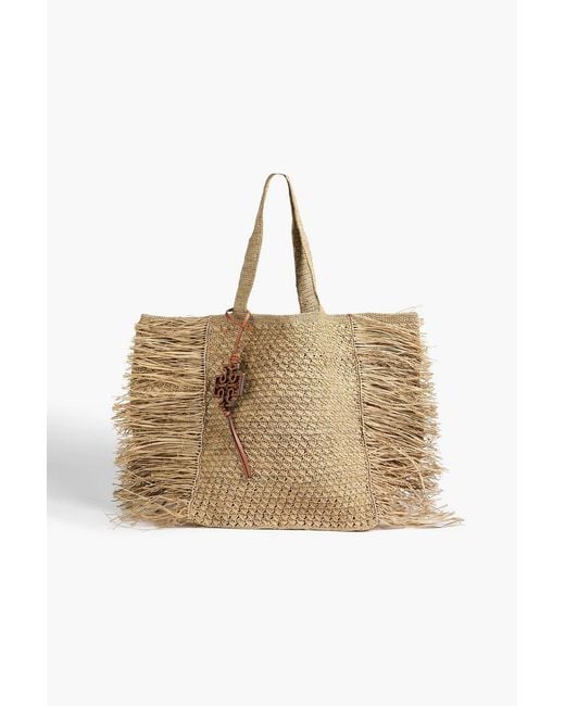 Tory Burch Natural Fringed Raffia Tote