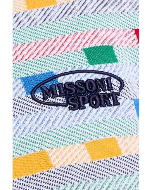 Missoni Blue Jacquard-knit Cotton Polo Shirt for men