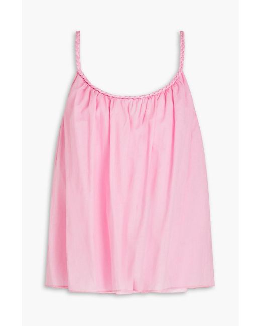 RED Valentino Pink Gathered Cotton-voile Top