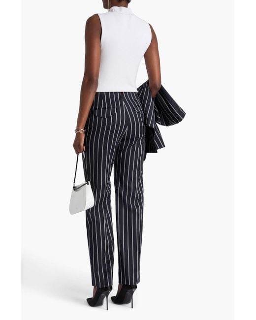 Victoria Beckham Blue Karottenhose aus jacquard aus einer woll-baumwollmischung mit streifen