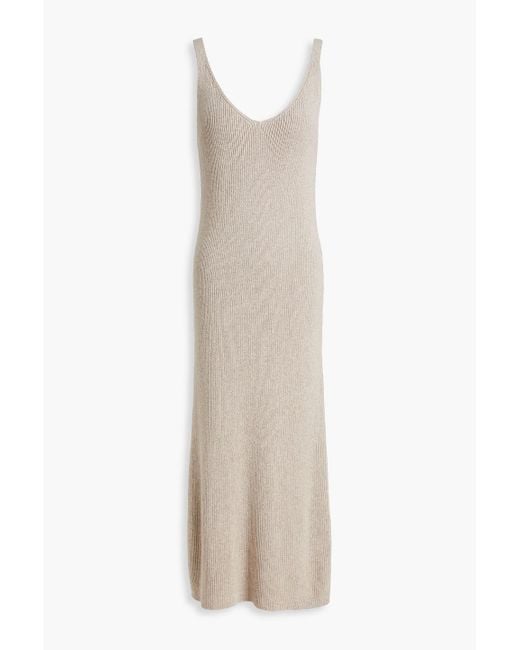 Alex Mill White Ribbed-knit Midi Dress
