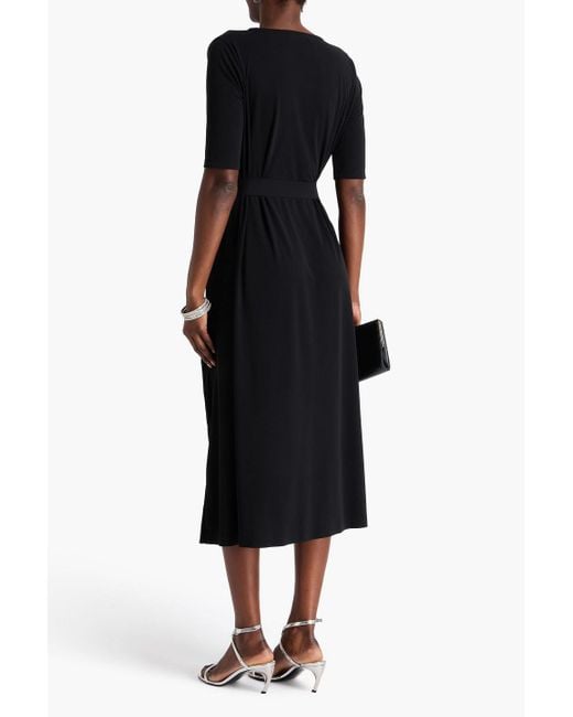 Max Mara Black Midikleid aus jersey in knitteroptik mit gürtel