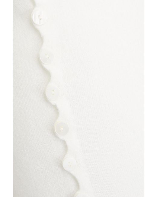 Altuzarra White Off-the-shoulder Button-detailed Knitted Midi Dress