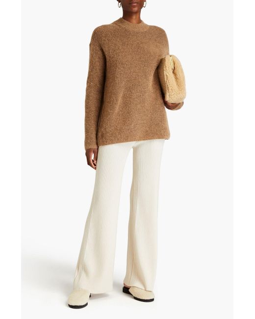 By Malene Birger Brown Cirla Brushed Ribbed-knit Sweater