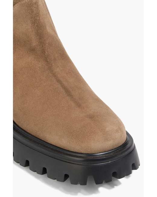 Stuart Weitzman Brown Emerson Buckle-Detailed Suede Knee Boots