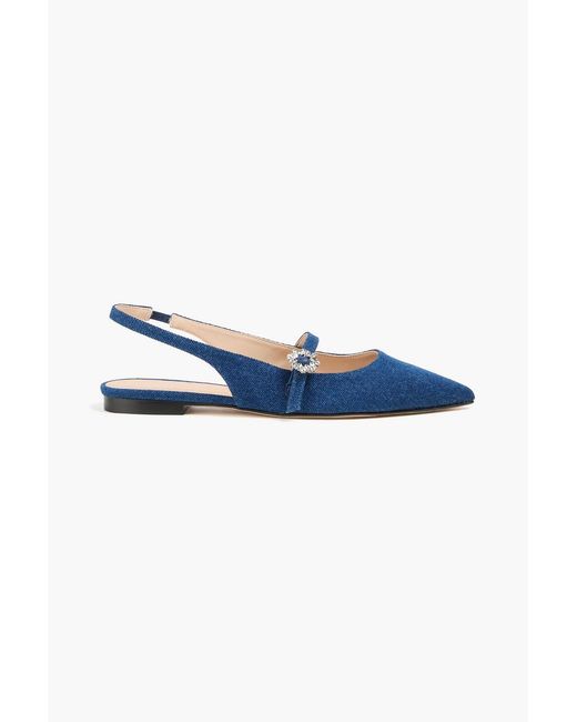 Stuart Weitzman Blue Aura Denim Slingback Mary Jane Flats