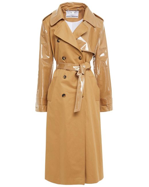 Paco Rabanne Layered Pvc And Cotton-gabardine Trench Coat in Sand ...