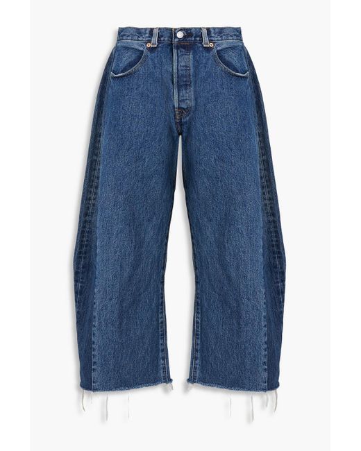 B Sides Blue Lasso Cropped Two-tone High-rise Wide-leg Jeans
