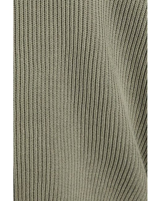 Brunello Cucinelli Green Ribbed Cotton Hoodie