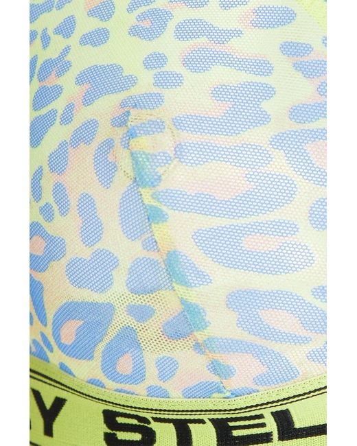 Stella McCartney Green Leopard-print Stretch-mesh Triangle Bra