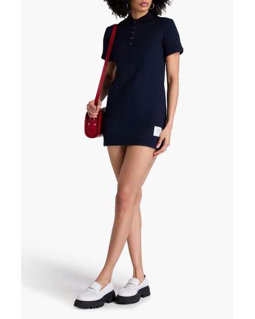 Thom Browne Blue Jacquard-knit Cotton Mini Dress