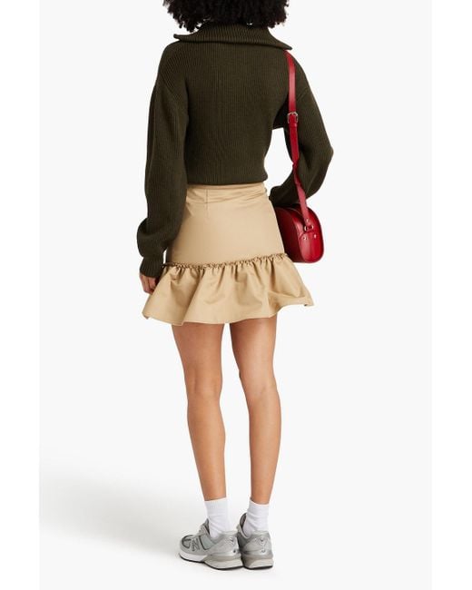 Sandro Natural Ruffled Cotton-blend Twill Mini Skirt