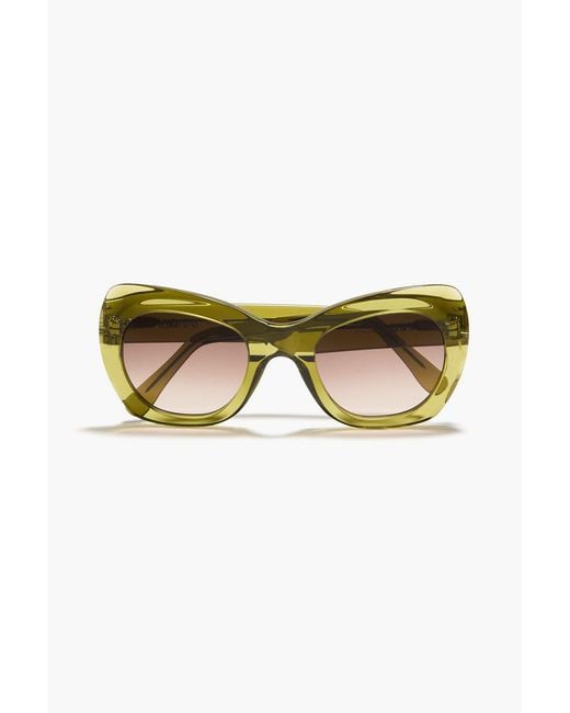Ganni Green Butterfly-Frame Acetate Sunglasses