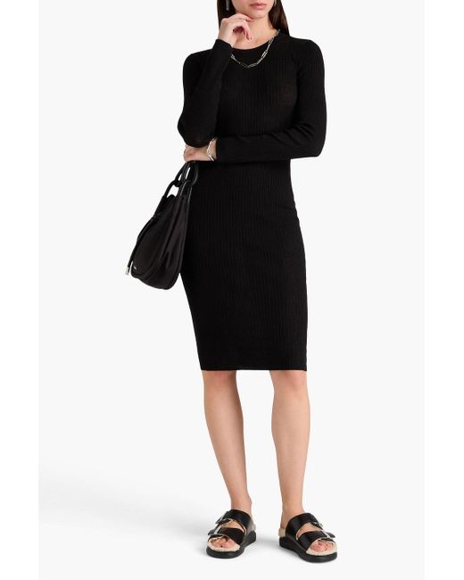 James Perse Black Ribbed Linen-blend Dress