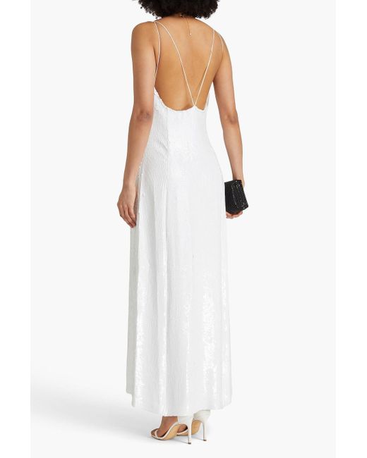 Khaite White Carina Sequined Tulle Maxi Dress