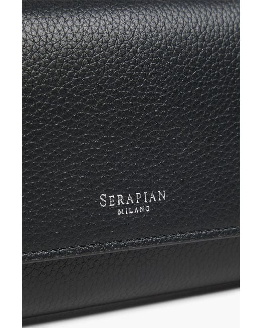 Serapian Black Pebbled-Leather Continental Wallet